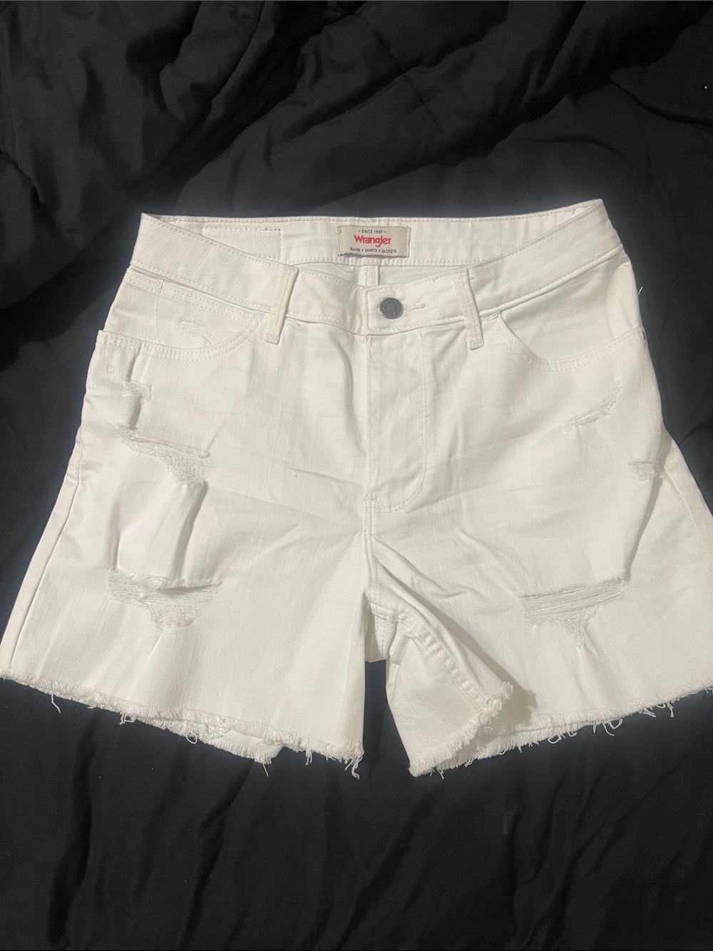 Wrangler White Distressed Cutoff Jean Shorts